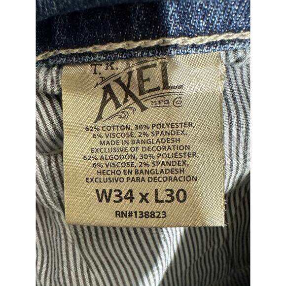TK Axel Jeans Size 36x28.5 Slim Bootcut Medium Wash Light Distressing - Picture 6 of 10
